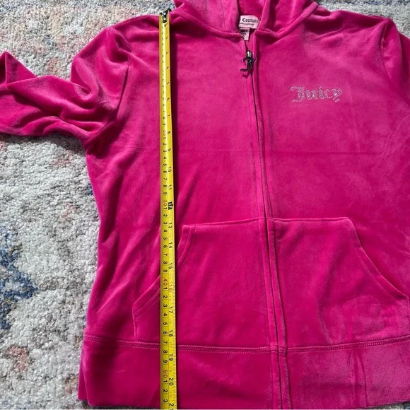 Vintage Juicy Couture Pink Velour Tracksuit Set Rhinestone Y2K Hoodie Pants - Picture 9 of 10